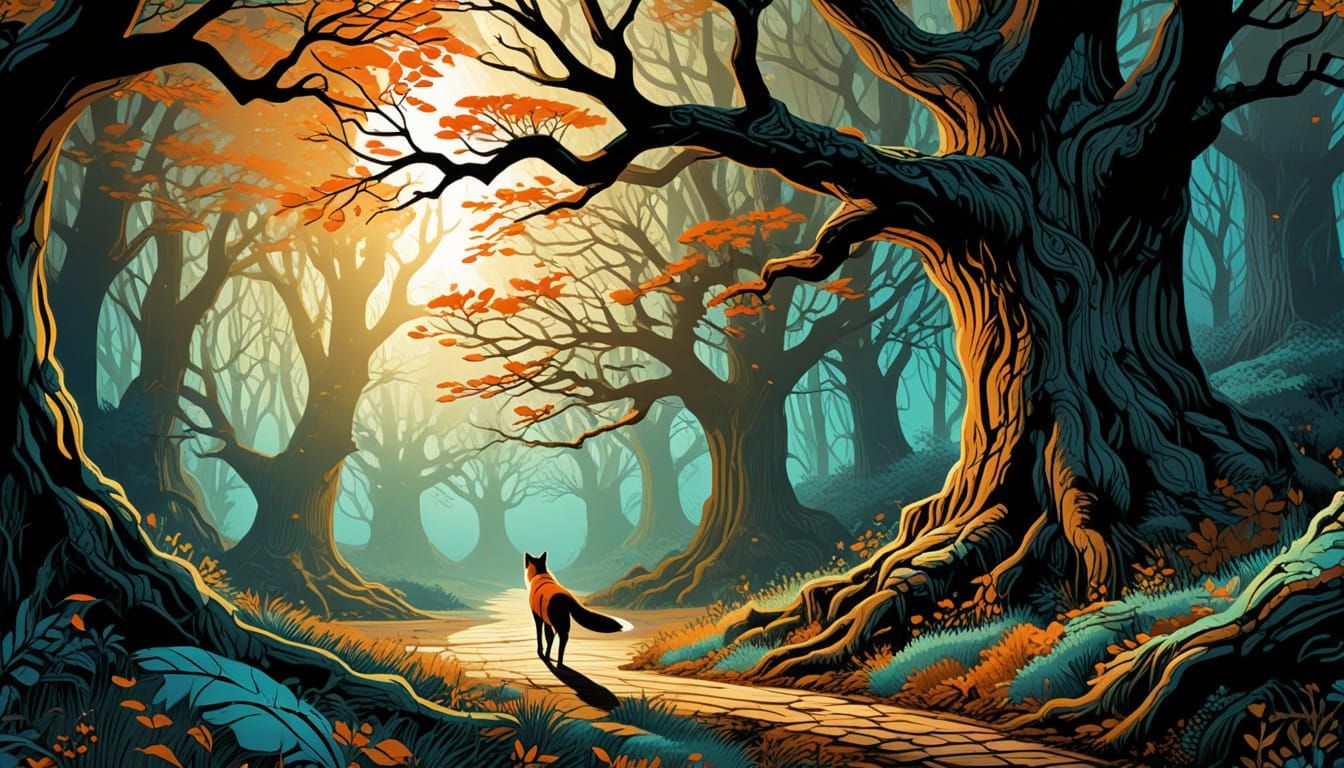 Whimsical Faerie Tending Ancient Woodland