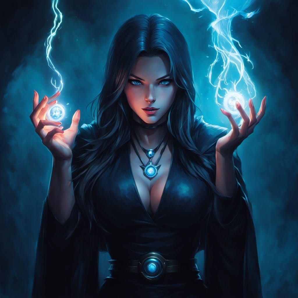 Dark Fantasy Digital Art of a Witch in a Night Cafe