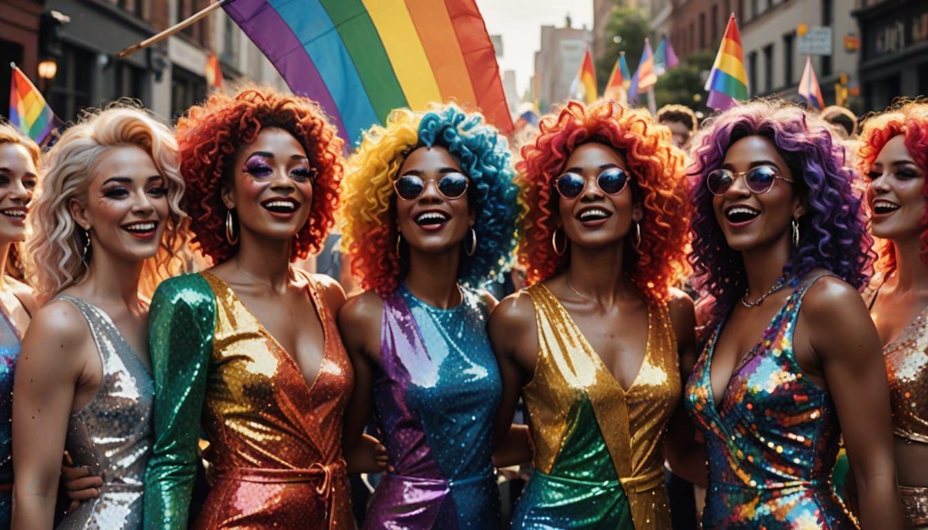 Joyful Pride Parade Celebration in Splash Art Style