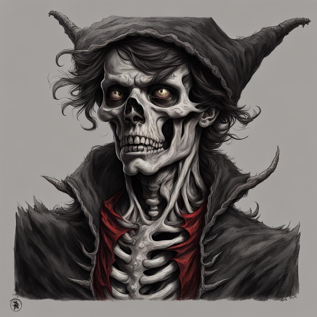 Demonic Peter Pan Portrait in Horror Style