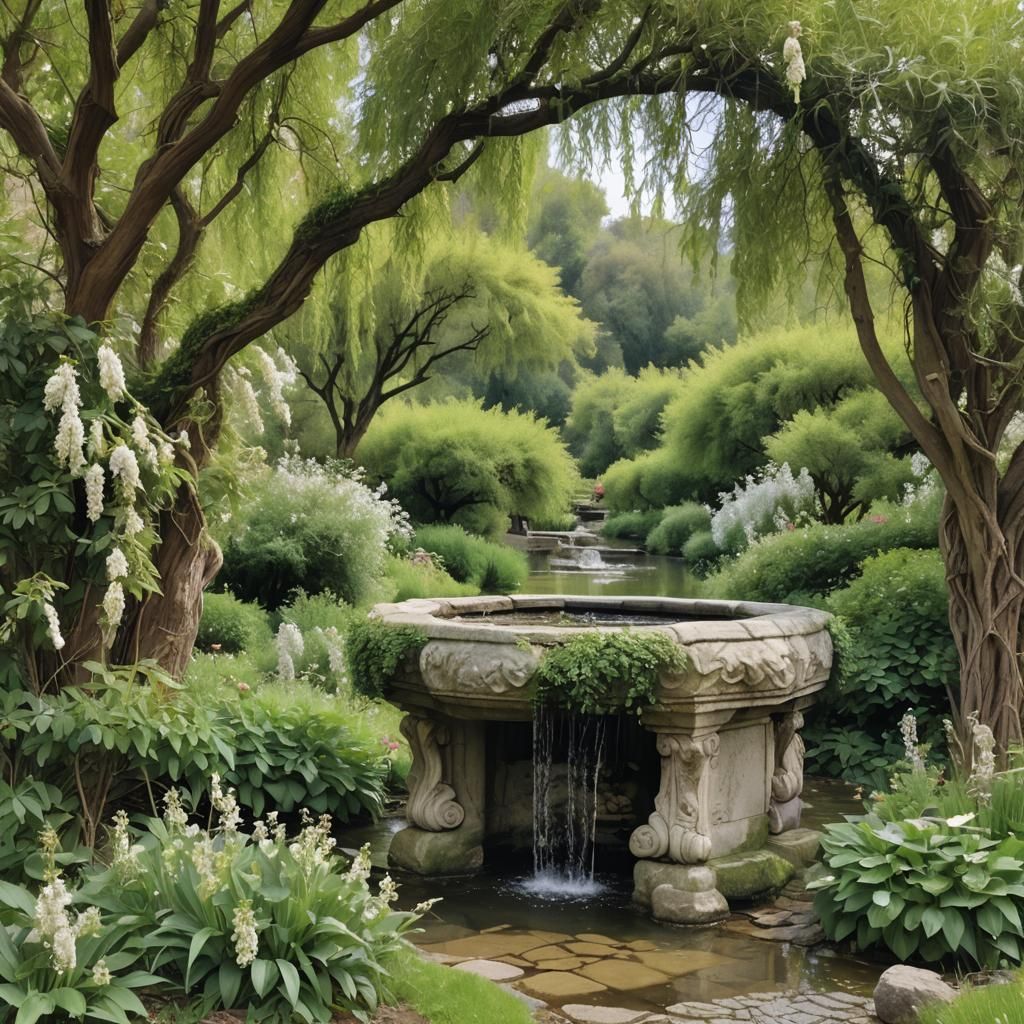 Tranquil Pastoral Landscape with Bees and Water