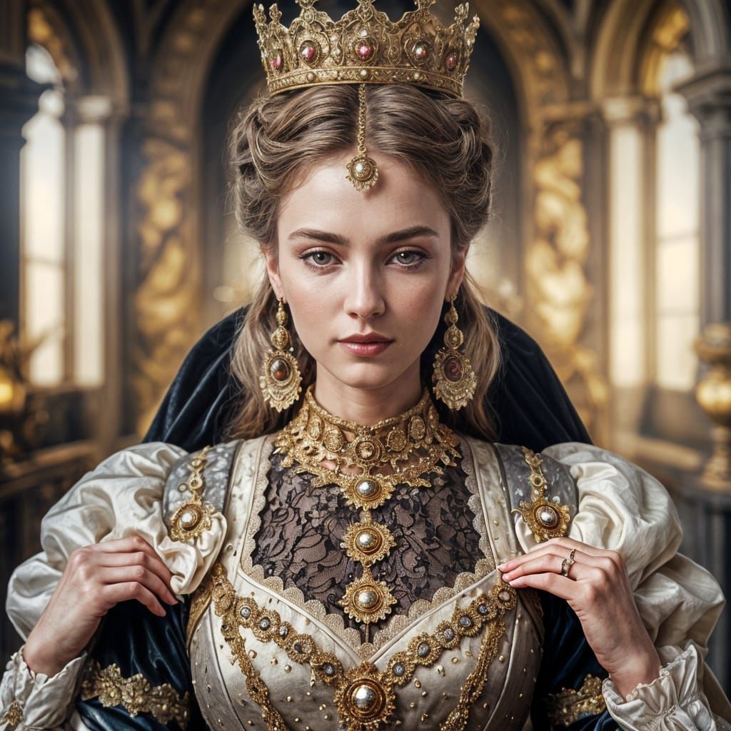 Medieval Queen Portrait with Volumetric Lighting