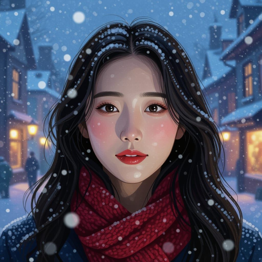 Dreamy Christmas Town Silhouette: Surreal Double Exposure