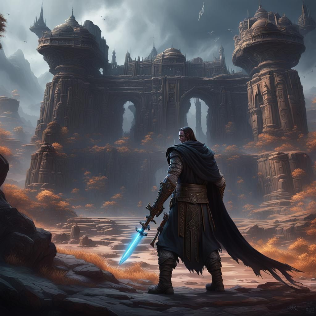 Gothic Barbarian Jedi in Detailed Matte Painting
