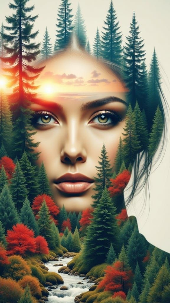 Surreal Double Exposure Portrait with Vintage Aesthetic