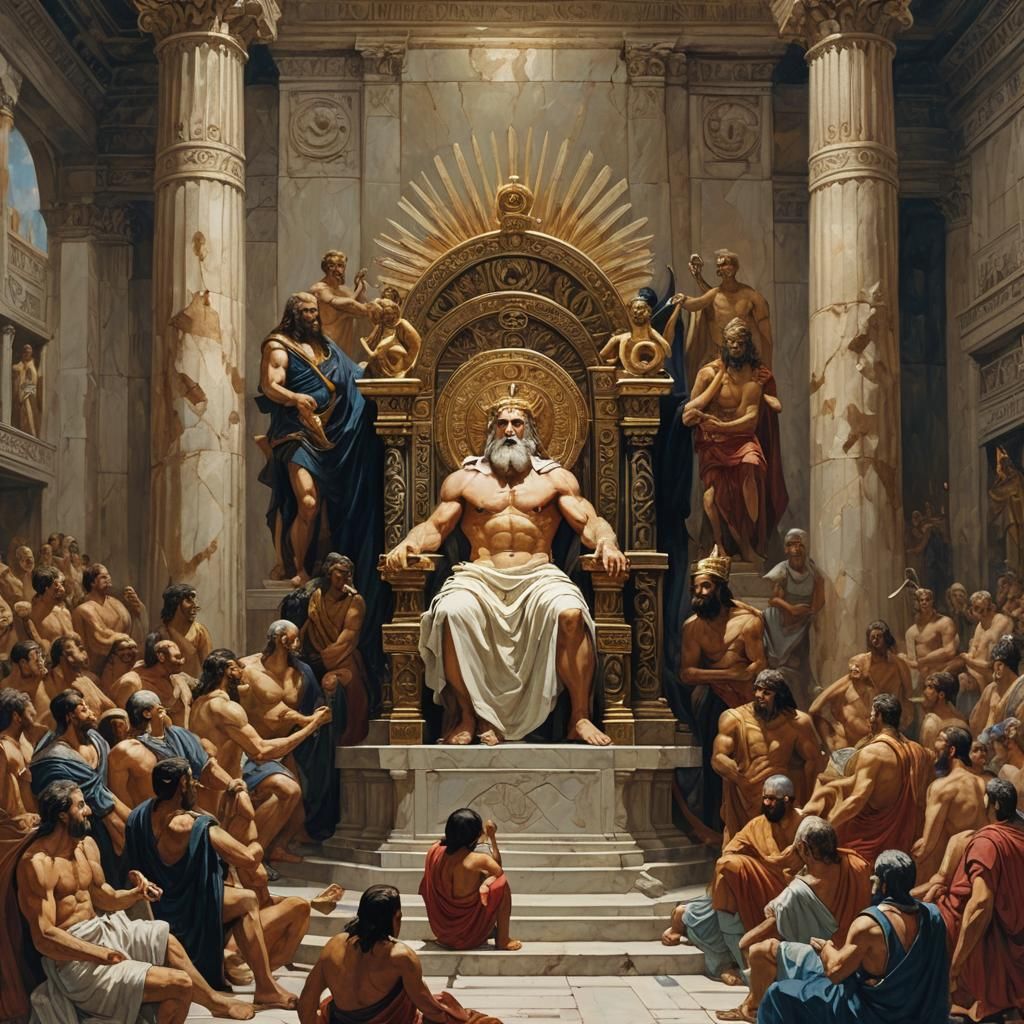 Zeus Enthroned in Temple, Renaissance Style