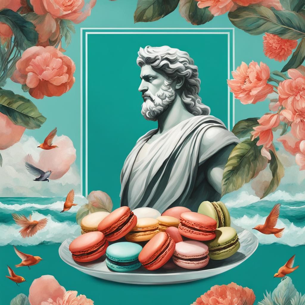 Epic Pop Art Poseidon Portrait with Macarons