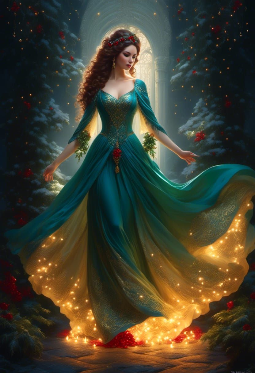 Mother Christmas Portrait in Luminist Style