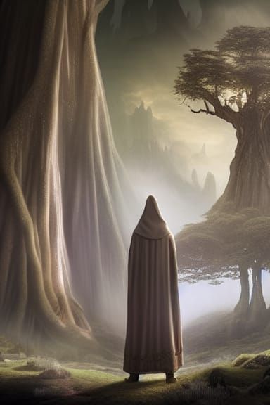 Epic Druid and Elf Queen by Ancient Tree