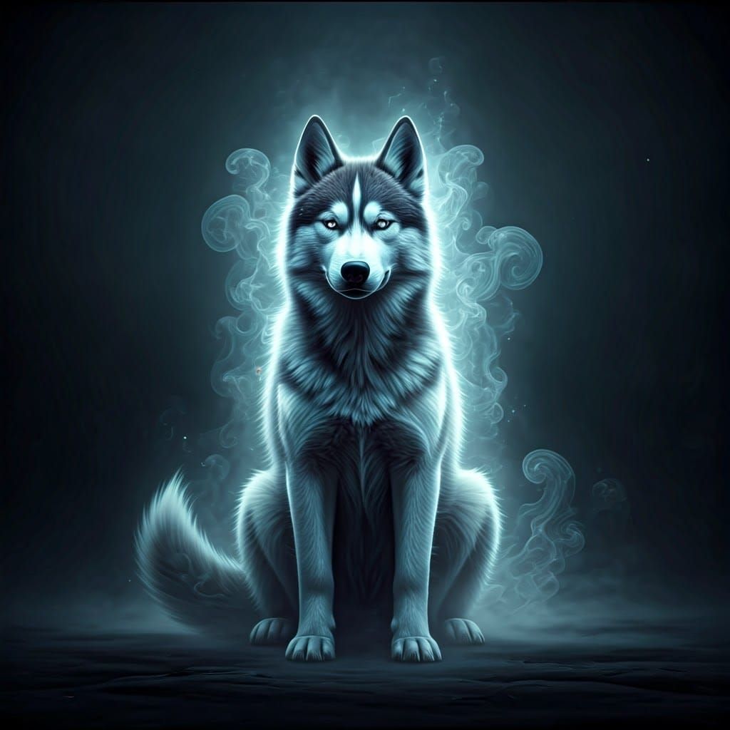 Ethereal Husky Formed from Shifting Mist