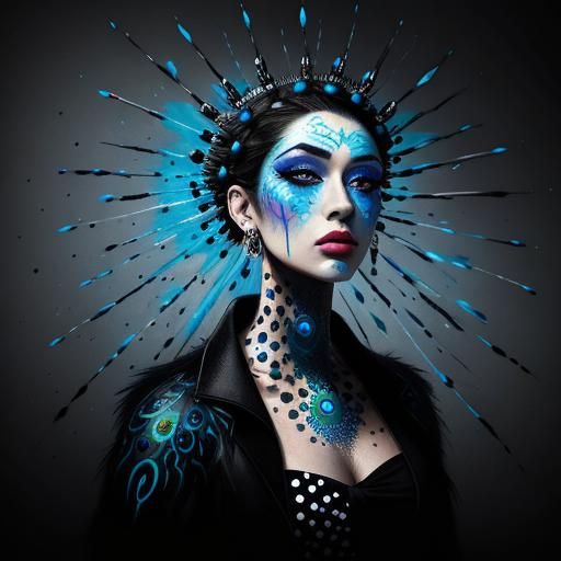 Peacock Woman in Graffiti Splash Art Style