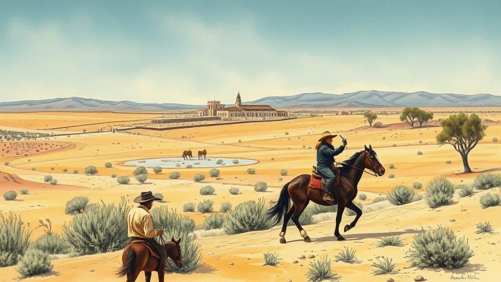 Whimsical Western Scene in Tabernas Desert Landscape