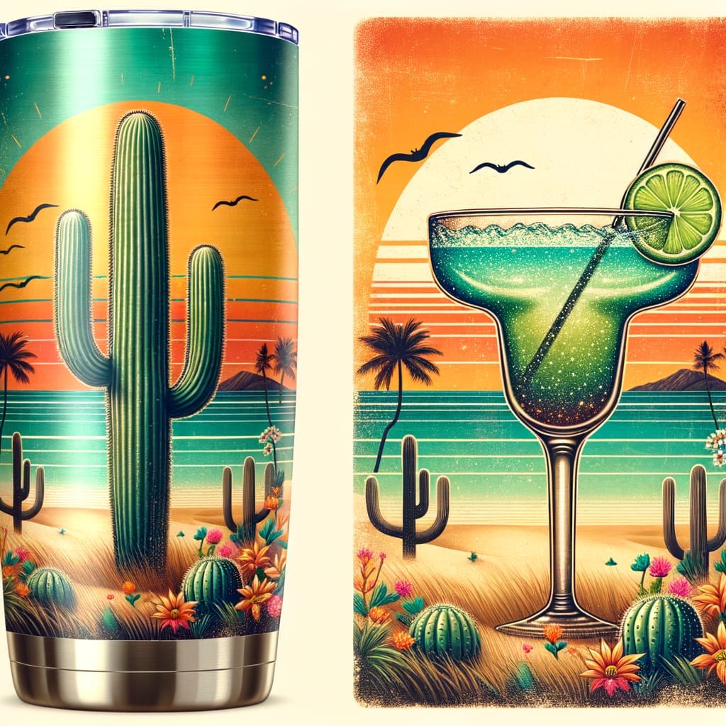 Vibrant Desert Vacation Tumbler Wrap Design