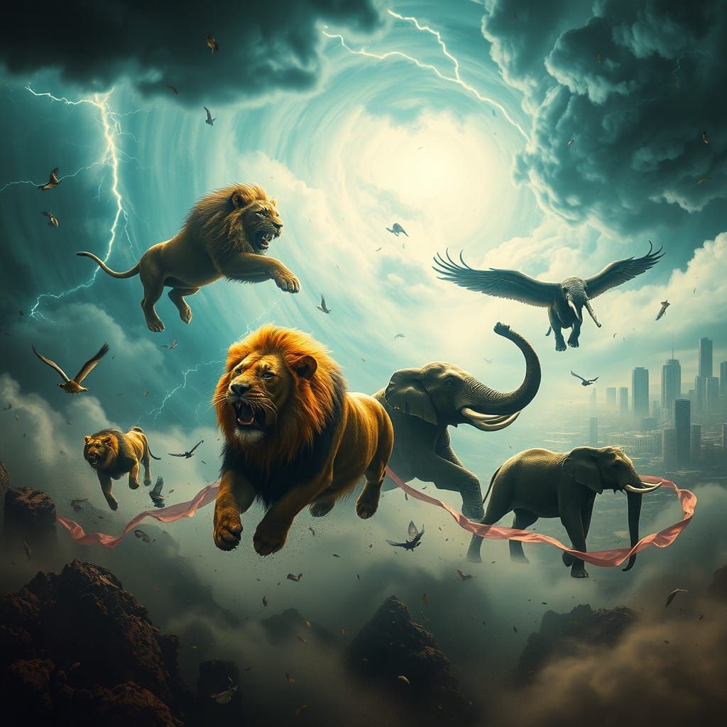 Stormy Realms: Majestic Beasts Unleashed