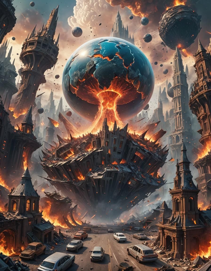 Burning Earth in Hourglass: Ecological Disaster