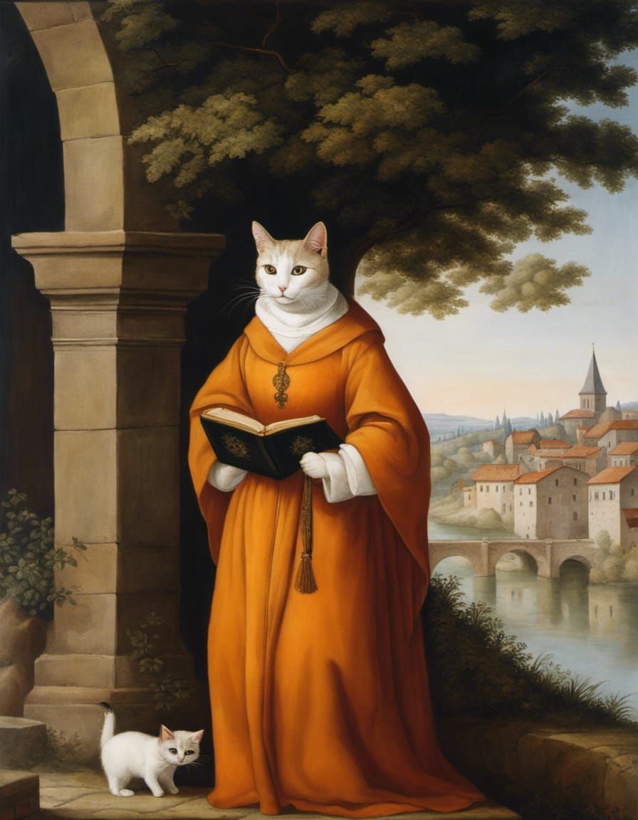 Medieval monk cat