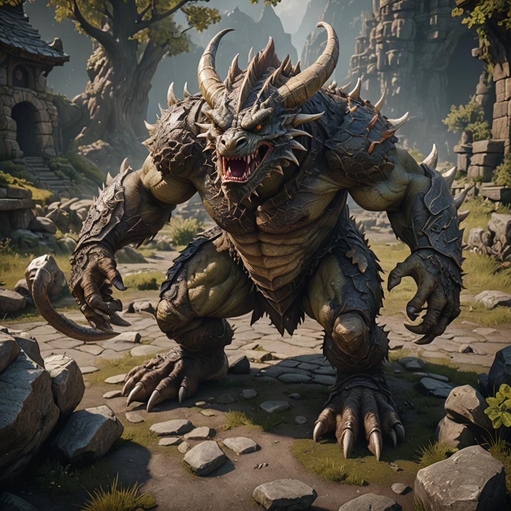 Ogre Dragon Hybrid in 3D Cinematic Style