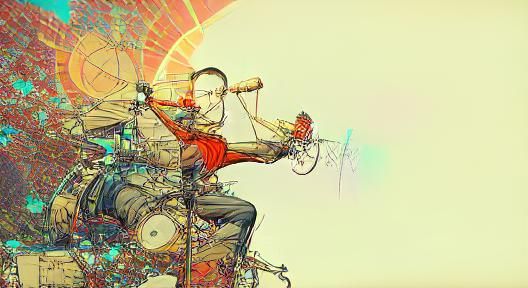 Drummer Kicks: Colorful Grunge Art in Unreal Engine