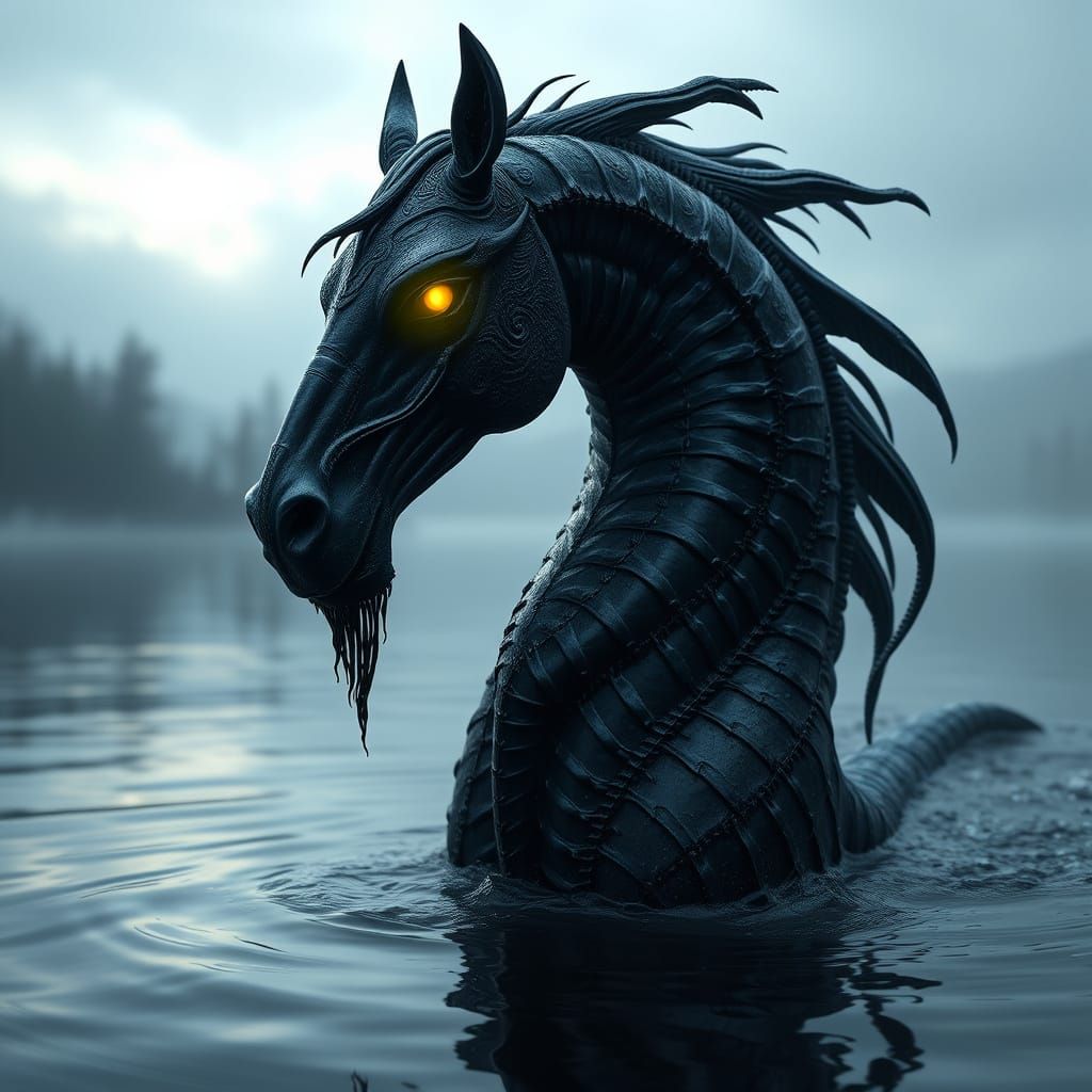 Mythical Kelpie in Dark Fantasy 3D Render