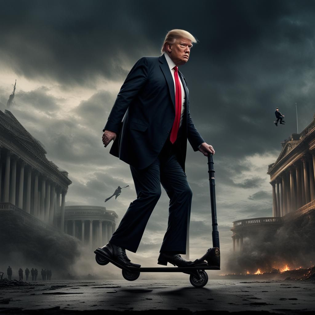 Donald Trump on Pogo Stick: Digital Matte Painting