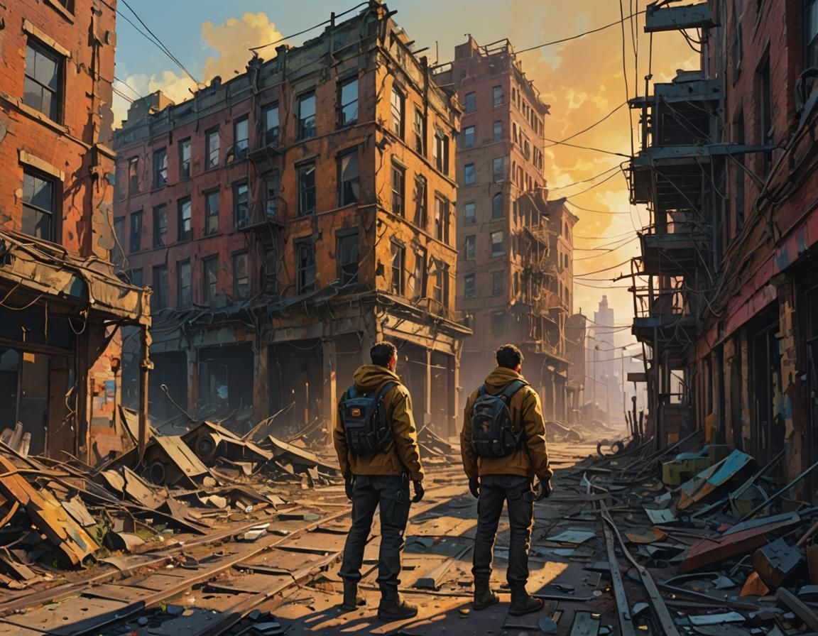 Desolate Cityscape Concept Art in Digital Oil