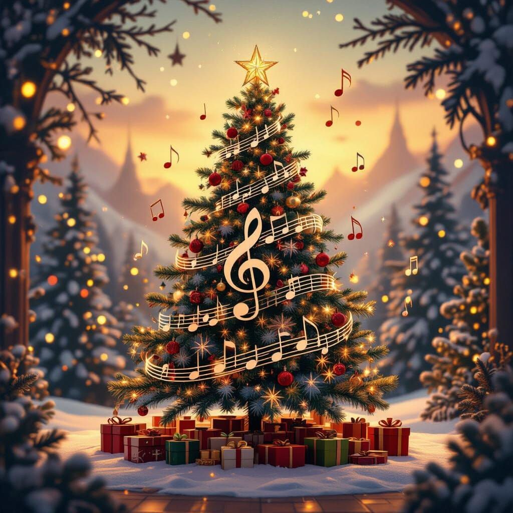 Christmas Choir Concert Poster with Musical Tree
