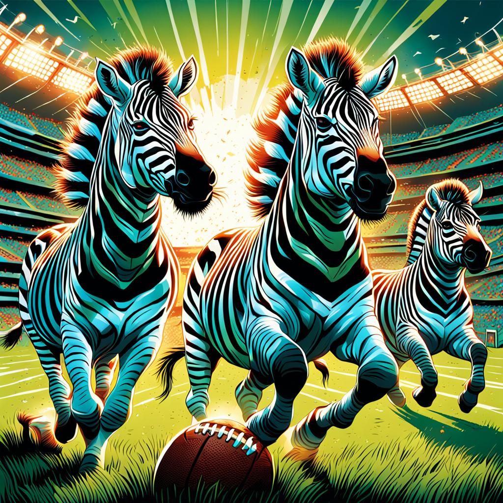 Zebras playing football