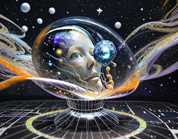 Glass Alien Humanoid in Van Gogh Style