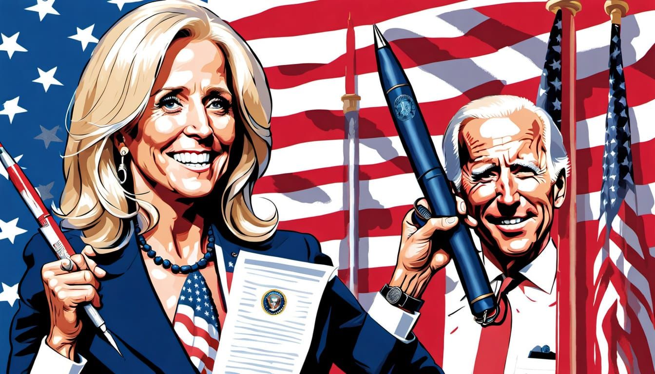 Political Satire with Handcuffs and Flags: Caricature Art