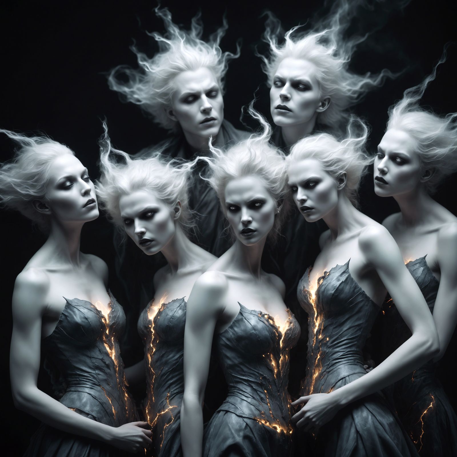 Ethereal Vampires in Smoky Palette, Dreamlike Art