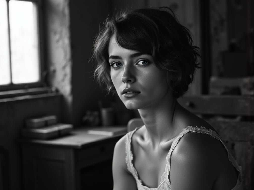 Mysterious Young Woman in Golden Hour Light