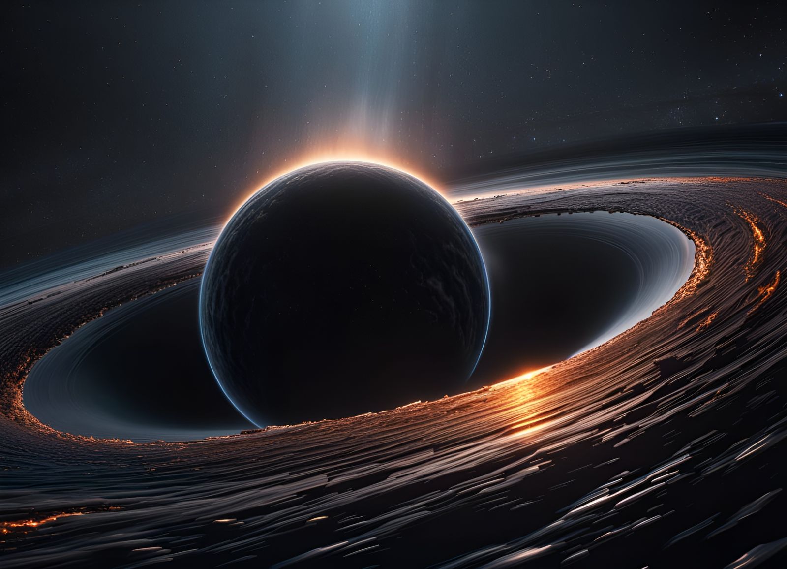 Detailed Black Hole Event Horizon in Surreal Style