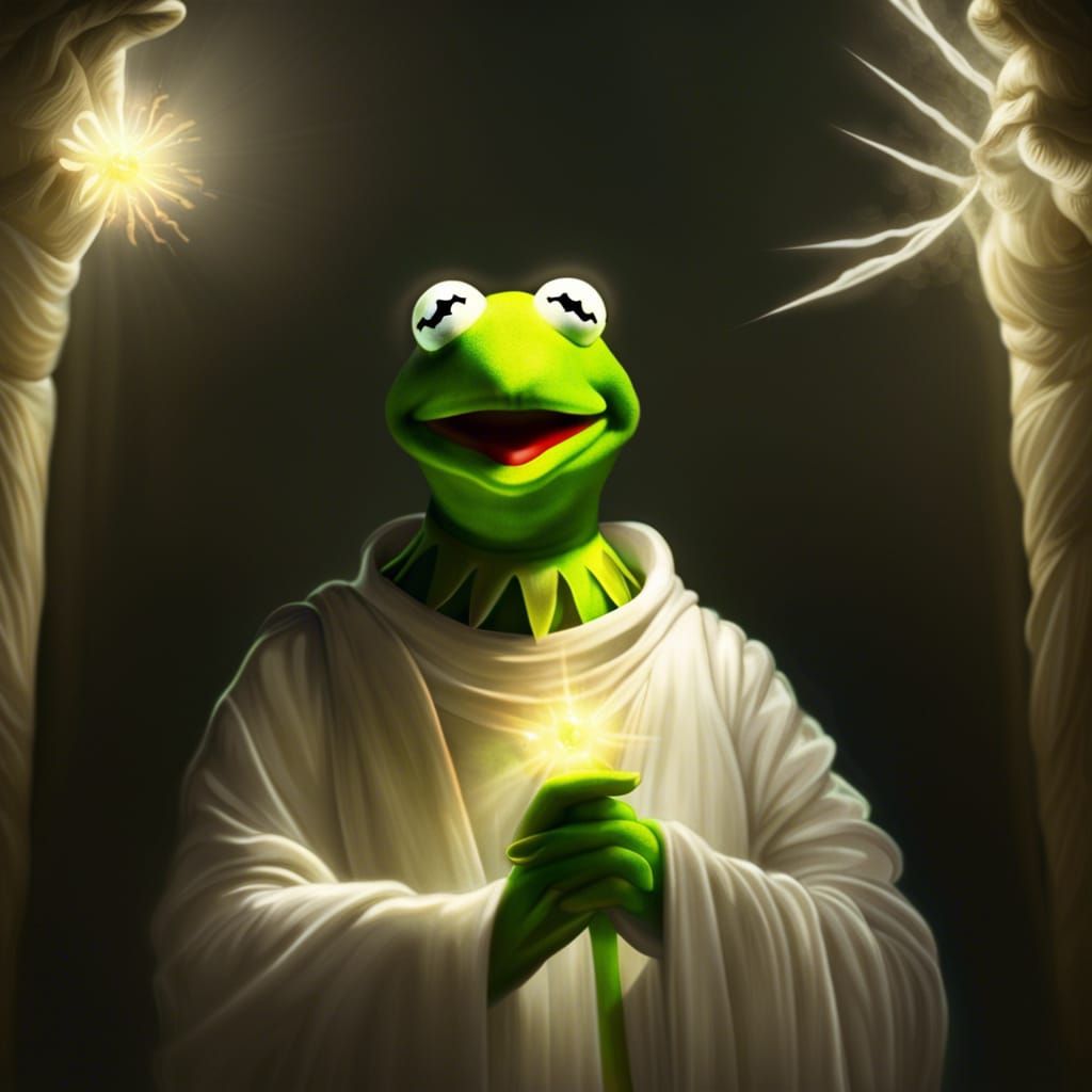 Godlike Kermit Emitting Divine Light