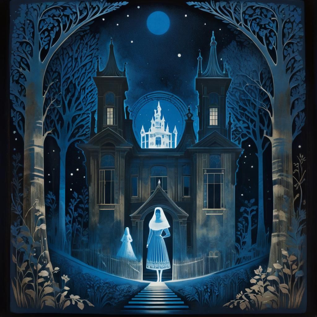 Magical Sisters in Naive Art Style