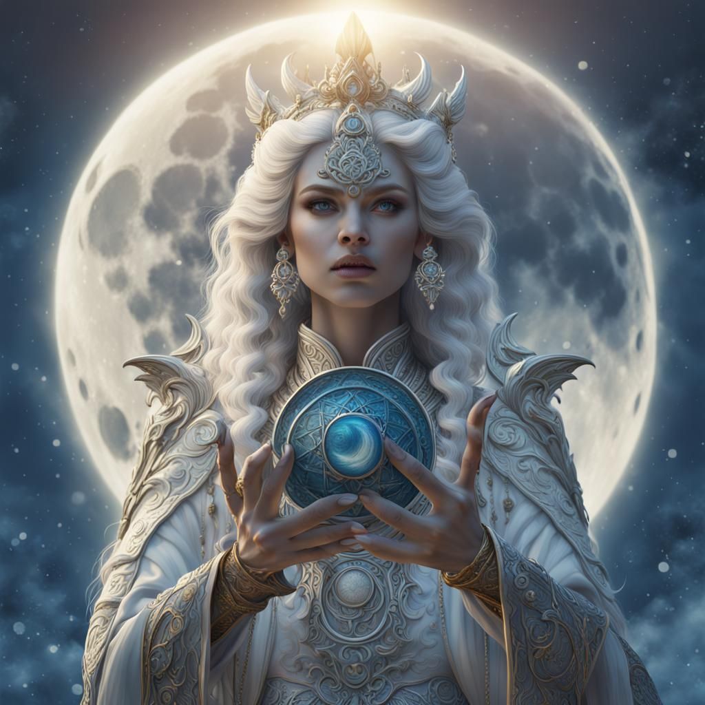 Moon Goddess in Vibrant Fantasy Art
