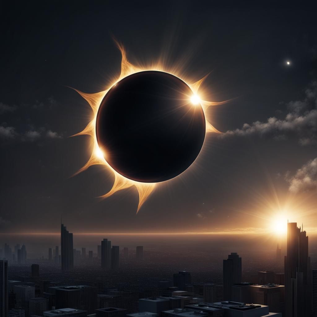 Striking Solar Eclipse in Matte Painting Style