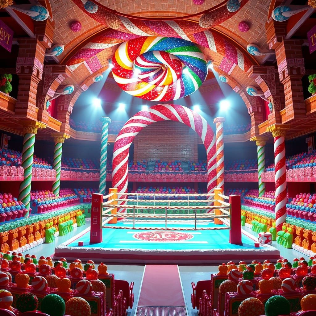 Sugar-Ringed Boxing Arena in Whimsical Wonder