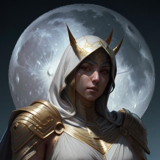 Moon Knight Portrait from Egypt in Hyperdetailed Style