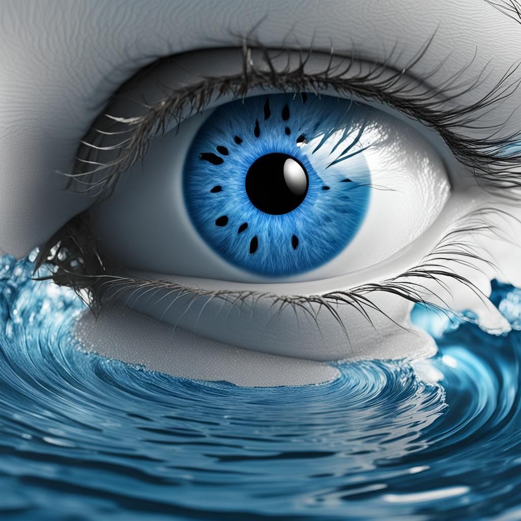 Detailed 3D Photo of a Blue Ocean Eye