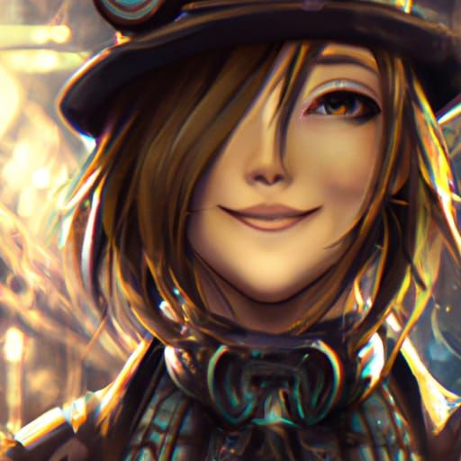 Steampunk Anime Girl Portrait in High Resolution