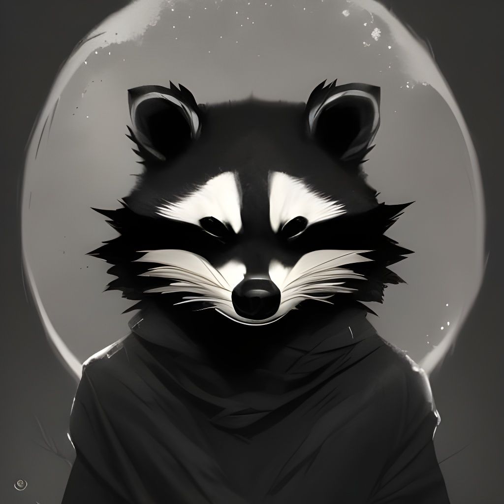 Ninja Raccoon with Shadowy Aura in 4K