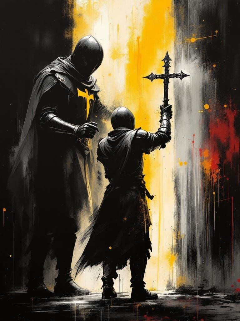 Dramatic Fusion of Light and Shadow in Urban Symbolism