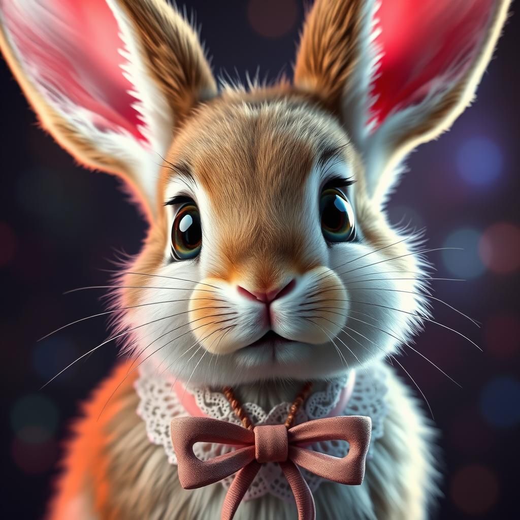 Adorable Bunny Portrait in Ornate Digital Art Style