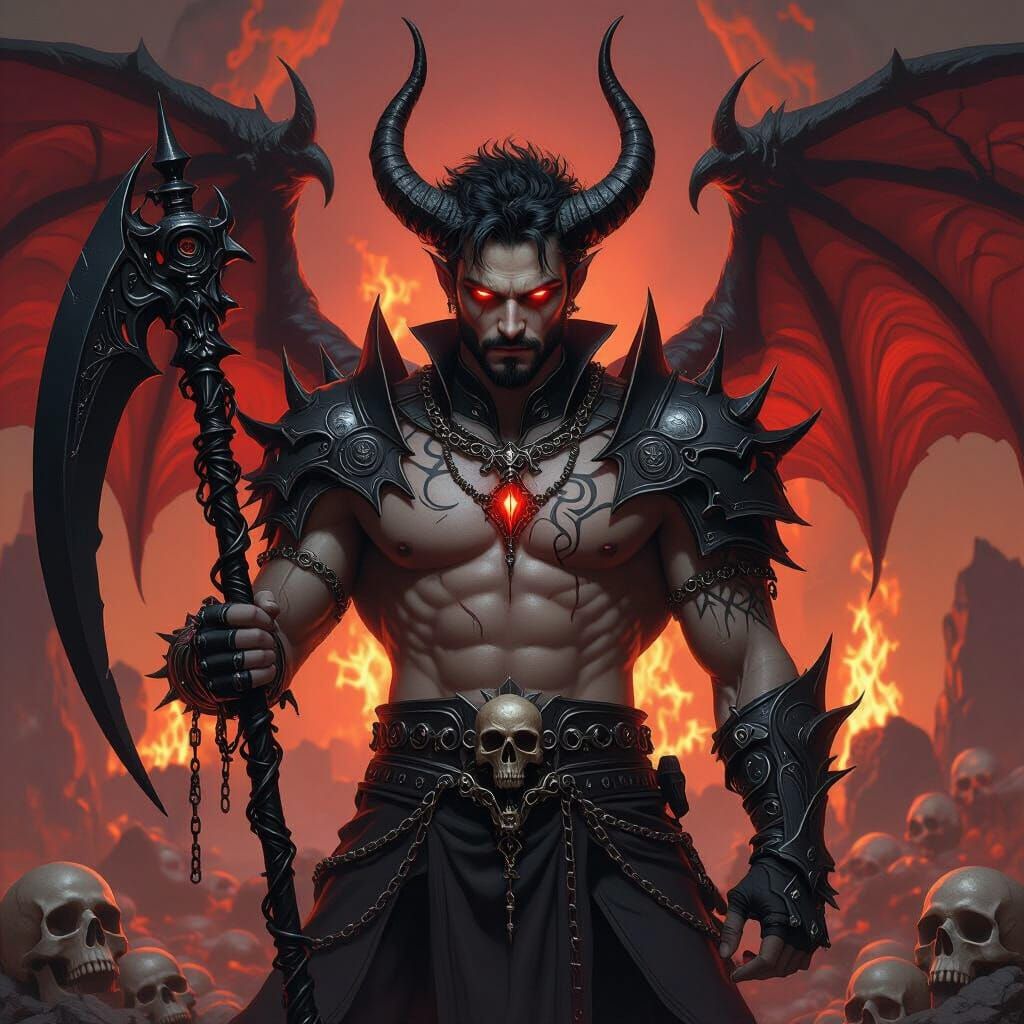 Demon Lord on Obsidian Throne in Baroque Style