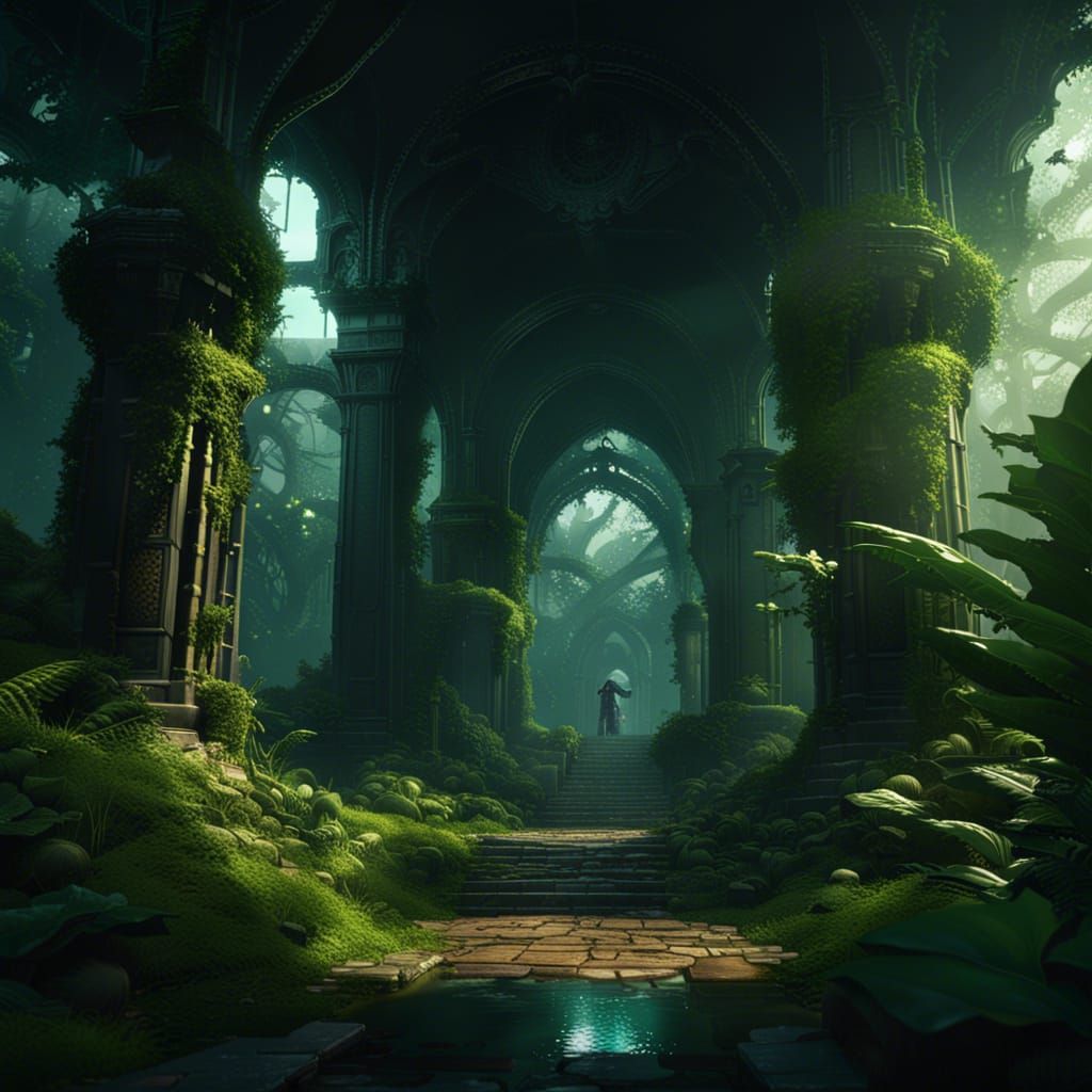 Lush Green World in Dark Fantasy Style
