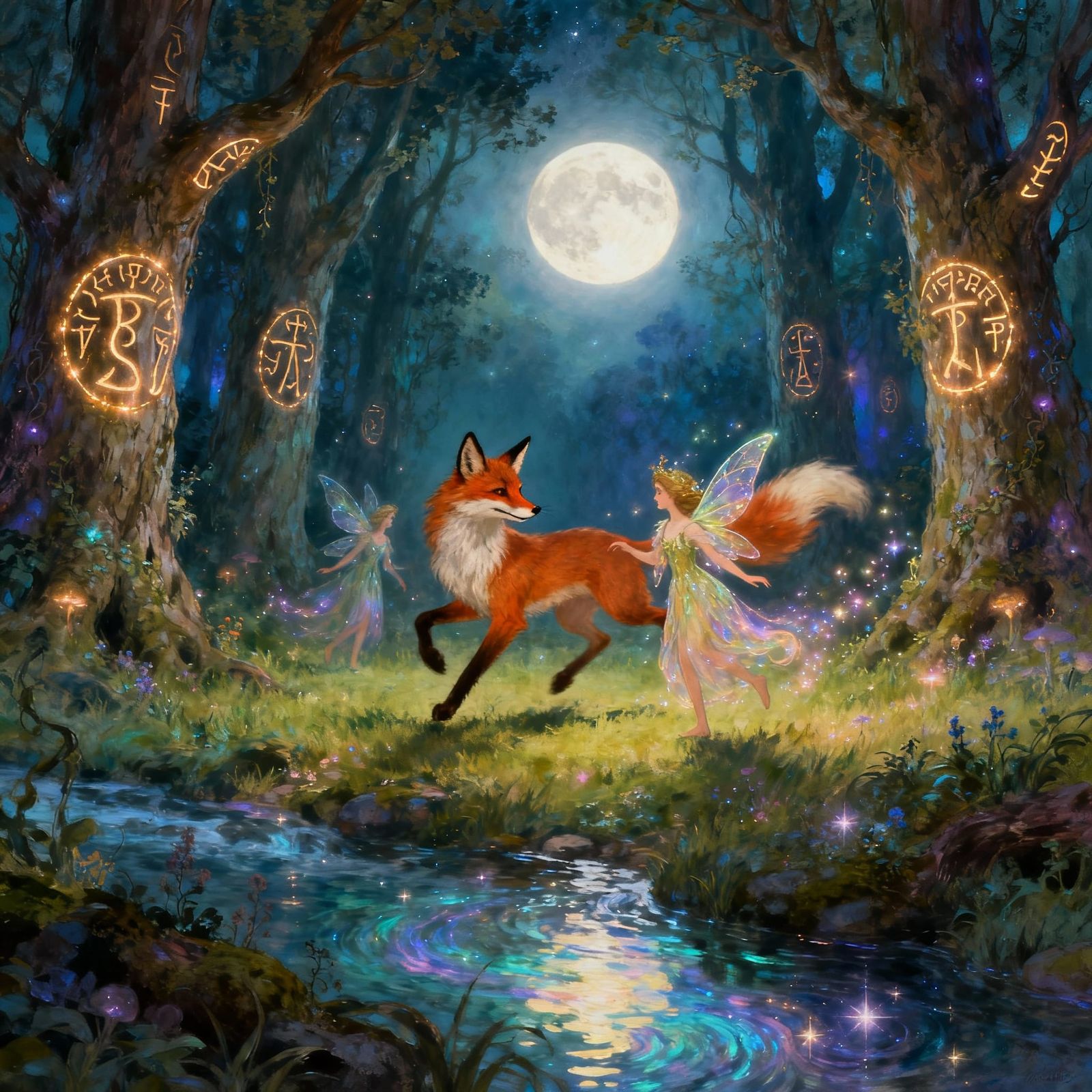 Mischievous Fox Spirit Dances with Fairytales in Moonlit For...