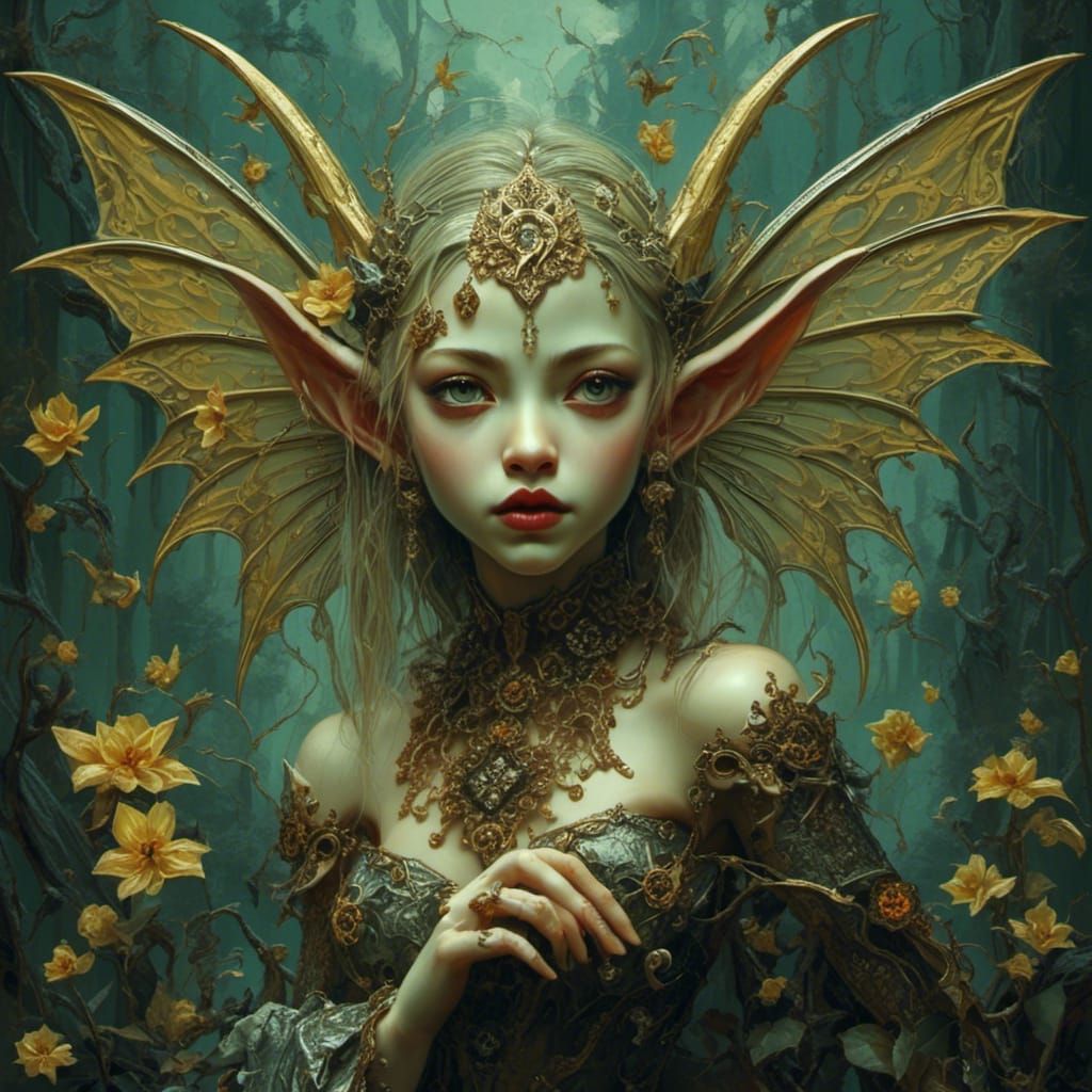 Ethereal Fairy Elf Portrait in Digital Art