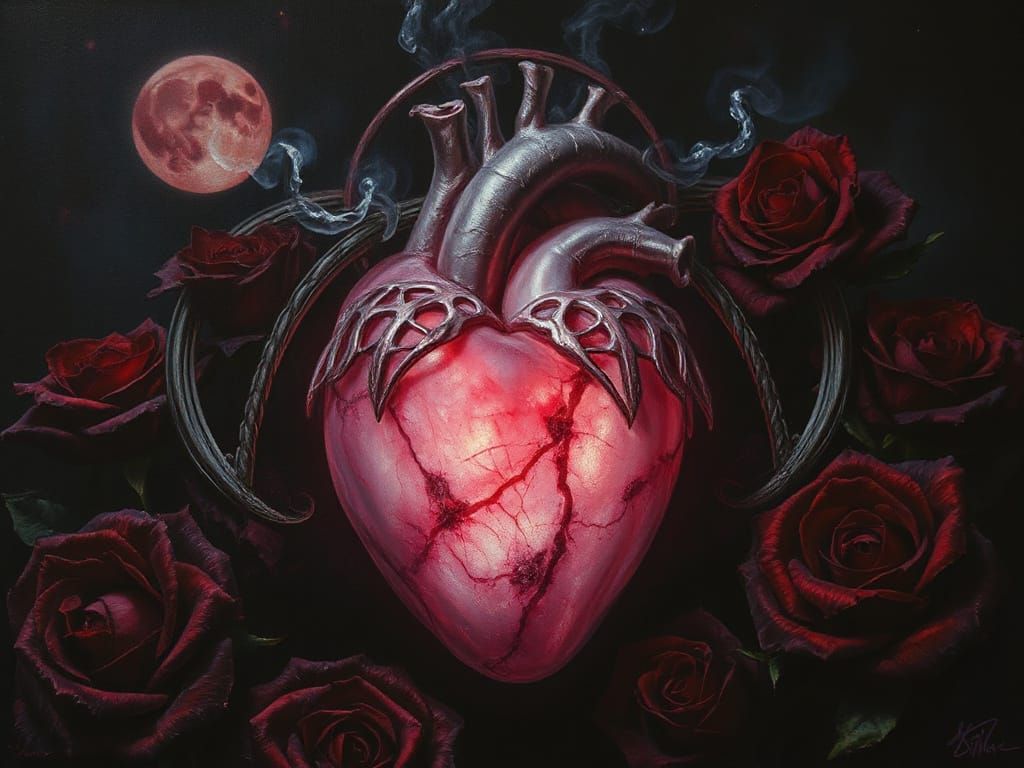 Ethereal Alabaster Heart Surreal Bioluminescence