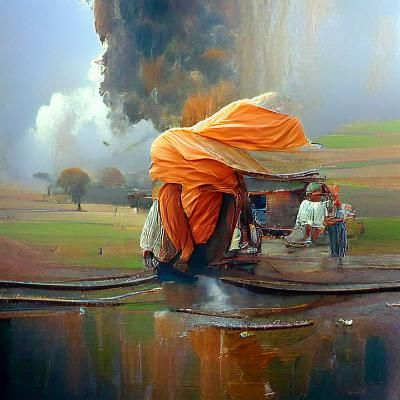 Indian Landscape in Oil Painting Style