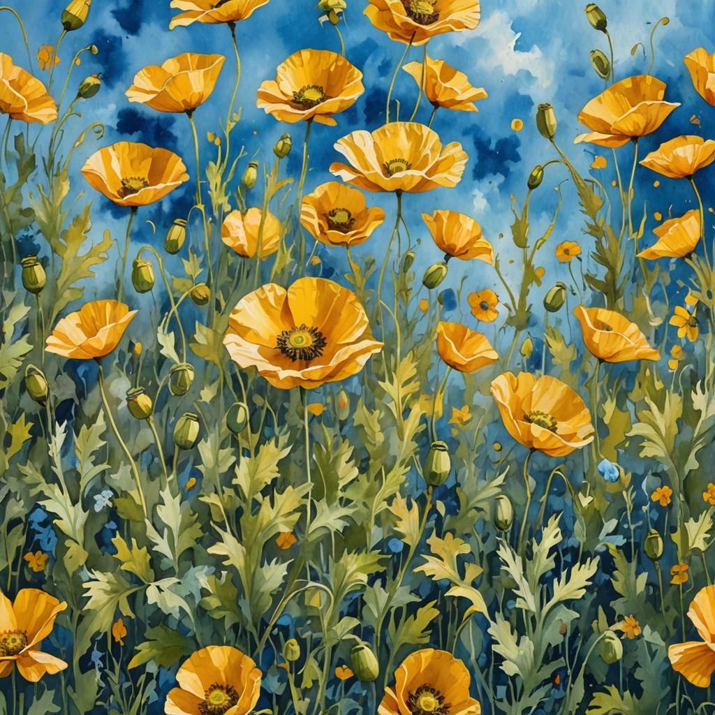 Yellow Poppy in a blue sky